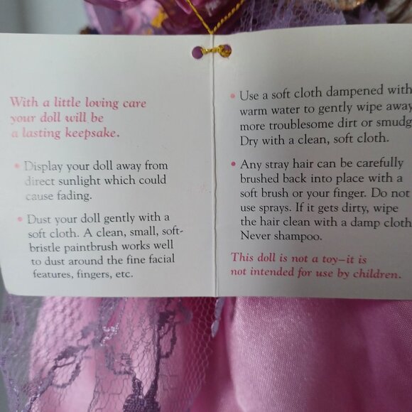 Porcelain Angel Doll With Purple Dress & Gold Accents By Paradise Galleries - Picture 6 of 8